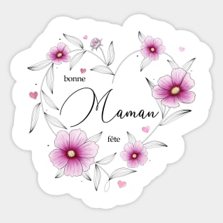 Bonne fête Maman - Coeur de fleurs de cosmos Sticker